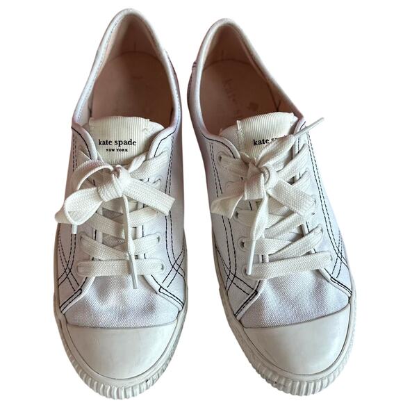 Kate Spade Shoes Womens Size 6.5 White Classic Sailor Chic Preppy Timeless - Picture 1 of 5